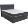 BOXSPRING BED 160 cm x 200 cm, hout, textiel, houtmateriaal donkergrijs