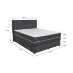BOXSPRING BED 160 cm x 200 cm, hout, textiel, houtmateriaal donkergrijs thumbnail 3