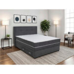 BOXSPRING BED 160 cm x 200 cm, hout, textiel, houtmateriaal donkergrijs thumbnail 4