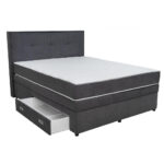 BOXSPRING BED 160 cm x 200 cm, hout, textiel, houtmateriaal donkergrijs thumbnail 6
