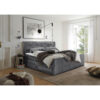 BOXSPRINGBED 180 cm x 200 cm, textiel, materiaal hout donkergrijs