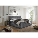 BOXSPRINGBED 180 cm x 200 cm, textiel, materiaal hout donkergrijs thumbnail 1