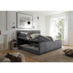 BOXSPRINGBED 180 cm x 200 cm, textiel, materiaal hout donkergrijs thumbnail 3