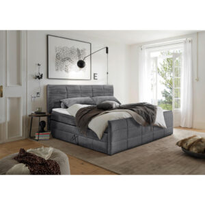 BOXSPRINGBED 180 cm x 200 cm, textiel, materiaal hout donkergrijs