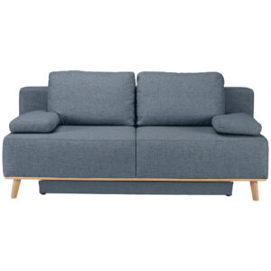 BOXSPRINGBANK, blauw, grijs textiel