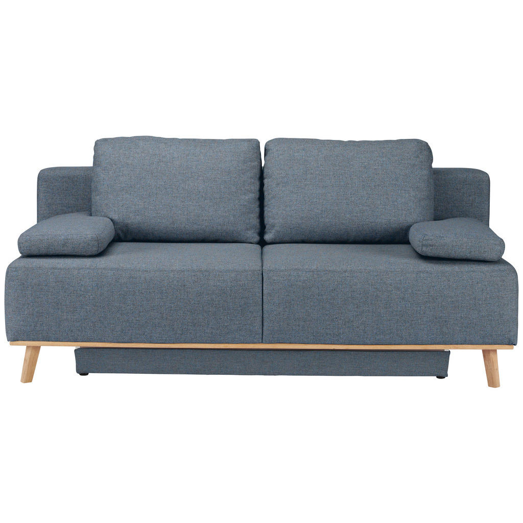 BOXSPRINGBANK, blauw, grijs textiel