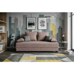BOXSPRINGBANK, roze textiel, houten materiaal thumbnail 2