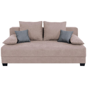 BOXSPRINGBANK, roze textiel, houten materiaal