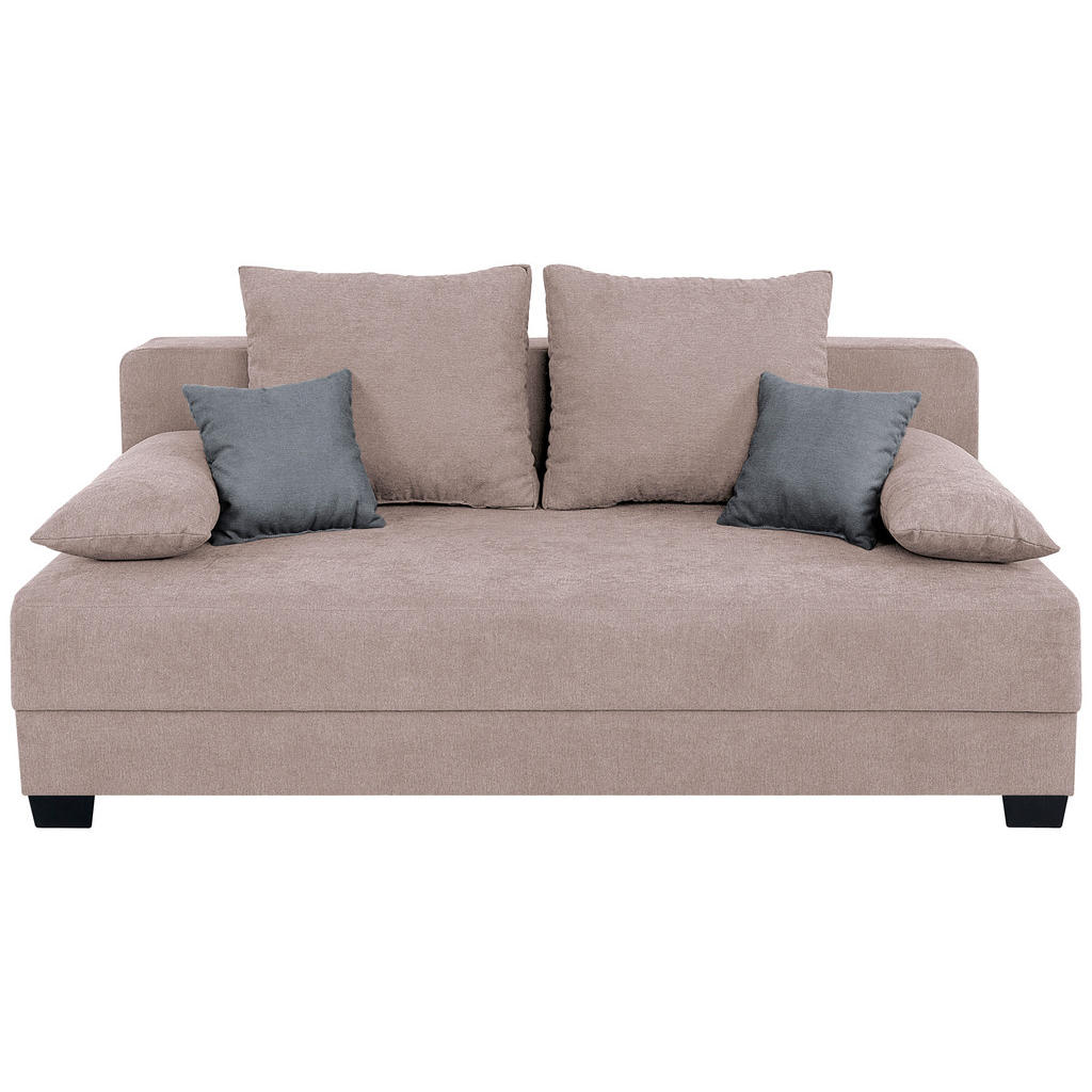 BOXSPRINGBANK, roze textiel, houten materiaal