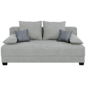 BOXSPRINGBANK, zilverkleurig houtmateriaal, textiel