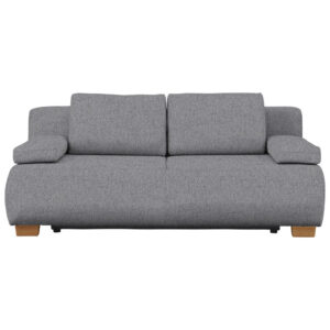 BOXSPRINGBANK, lichtgrijs hout, metaal, textiel