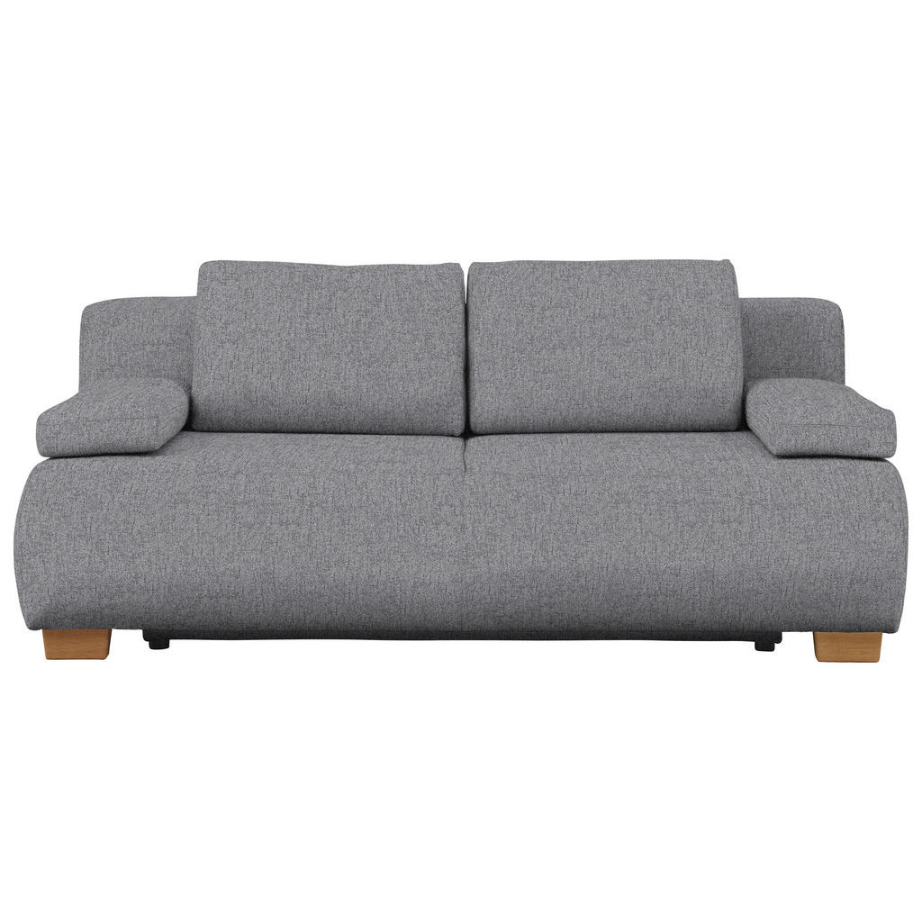 BOXSPRINGBANK, lichtgrijs hout, metaal, textiel