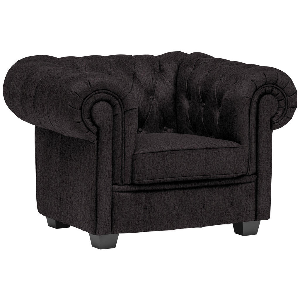 CHESTERFIELD ARMSTOEL, antraciet textiel
