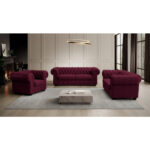 CHESTERFIELD FAMSTOEL, bordeauxrode stof thumbnail 2