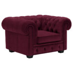 CHESTERFIELD FAMSTOEL, bordeauxrode stof thumbnail 4