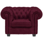 CHESTERFIELD FAMSTOEL, bordeauxrode stof thumbnail 5