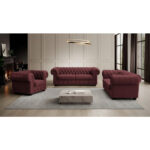 CHESTERFIELD FAMSTOEL, bordeauxrode stof thumbnail 2