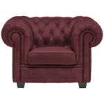 CHESTERFIELD FAMSTOEL, bordeauxrode stof thumbnail 4