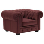 CHESTERFIELD FAMSTOEL, bordeauxrode stof thumbnail 5