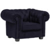 CHESTERFIELD ARMSTOEL, zwart textiel