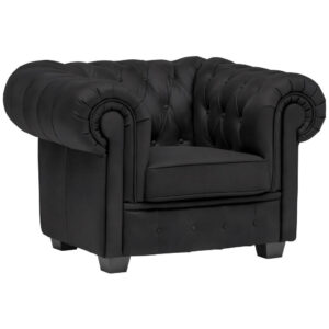 CHESTERFIELD ARMSTOEL, zwart textiel