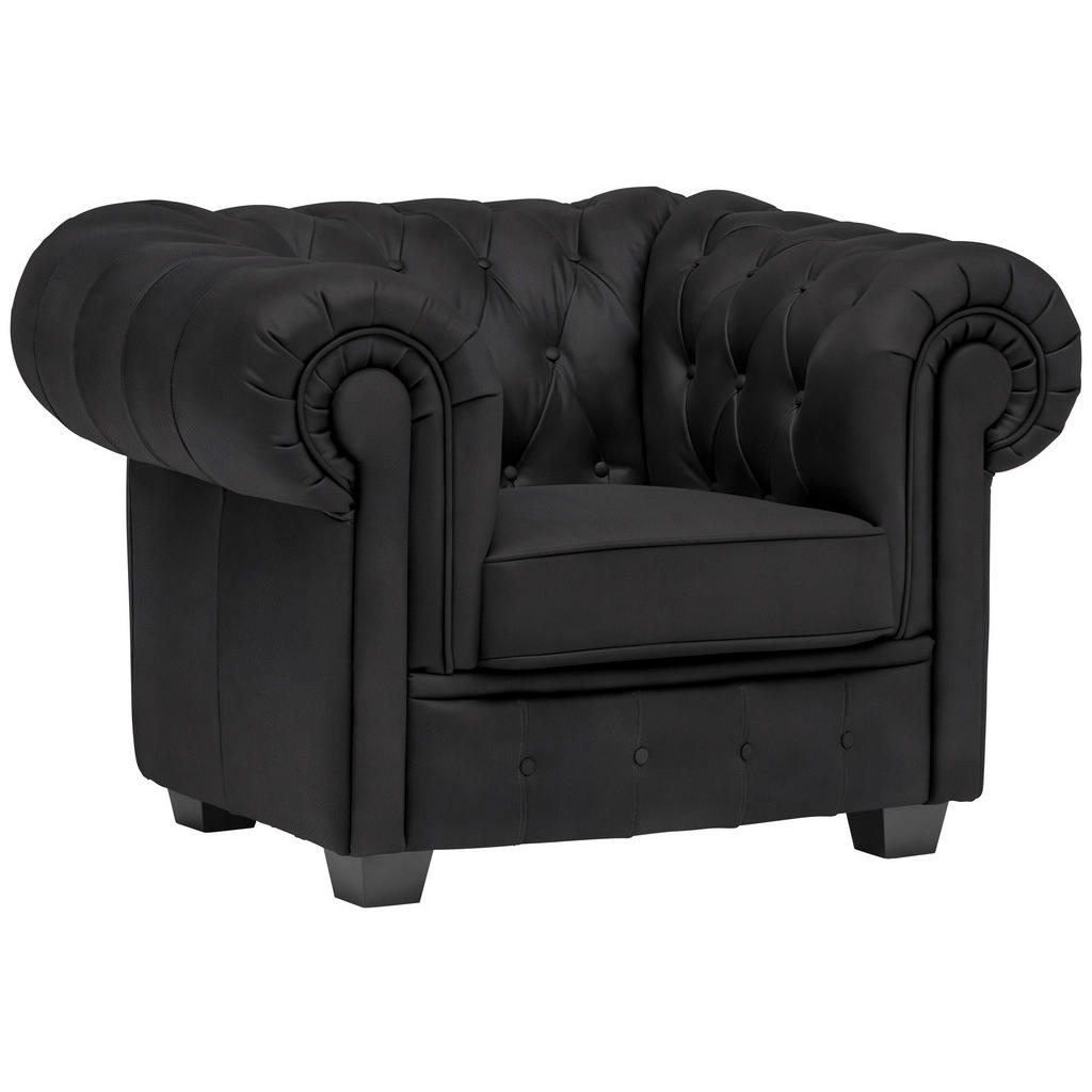 CHESTERFIELD ARMSTOEL, zwart textiel