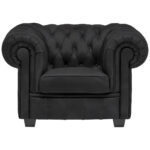 CHESTERFIELD ARMSTOEL, zwart textiel thumbnail 5