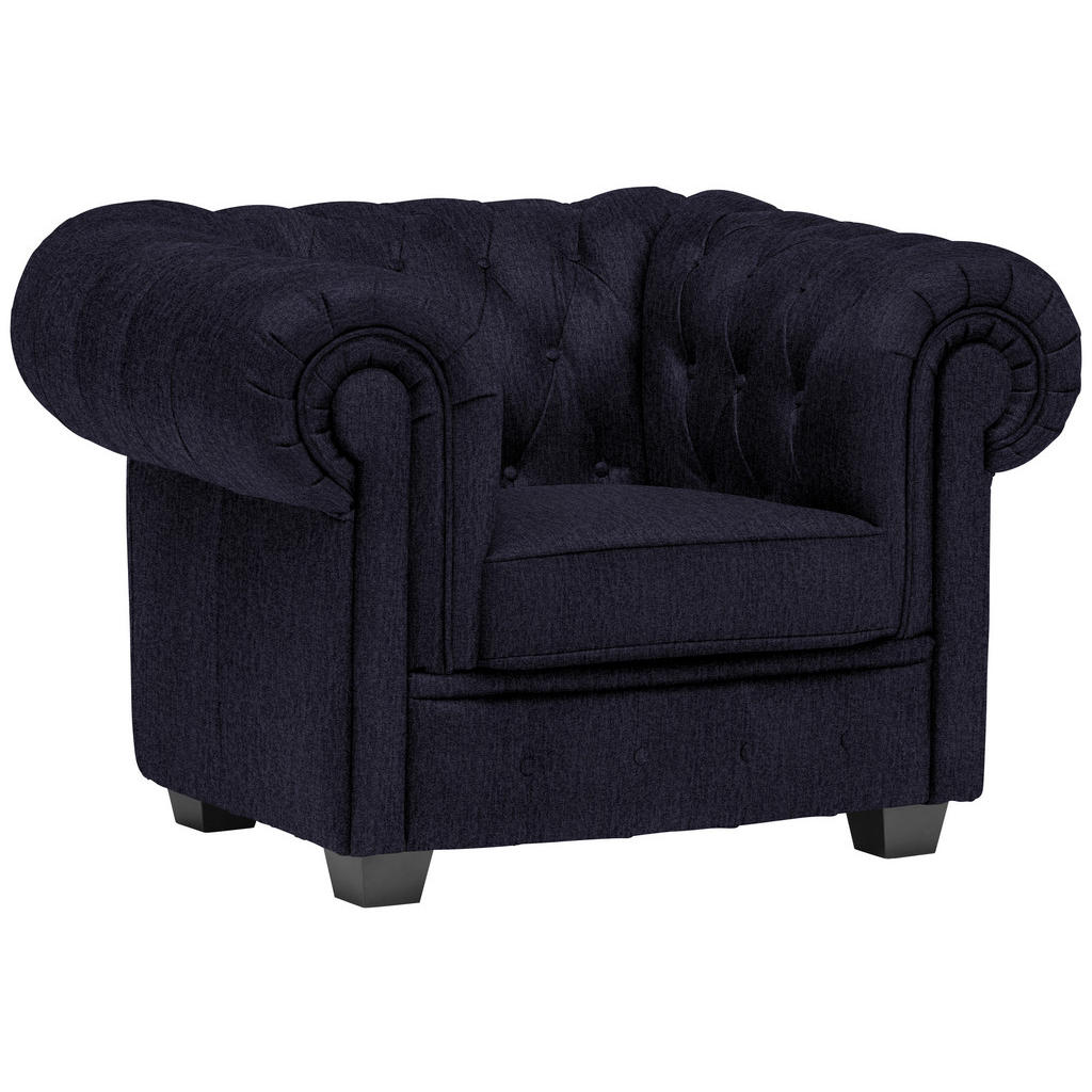 CHESTERFIELD ARMSTOEL, zwart textiel