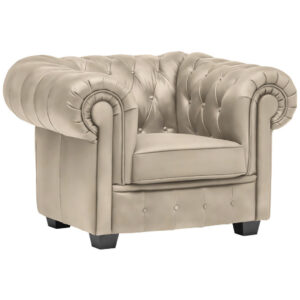 CHESTERFIELD ARMSTOEL, crèmekleurig textiel
