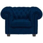 CHESTERFIELD ARMSTOEL, blauw textiel thumbnail 4