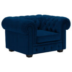 CHESTERFIELD ARMSTOEL, blauw textiel thumbnail 5
