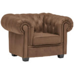 CHESTERFIELD FAMSTOEL, bruin textiel thumbnail 1