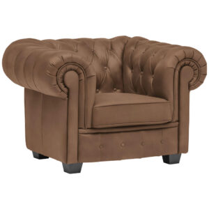 CHESTERFIELD FAMSTOEL, bruin textiel