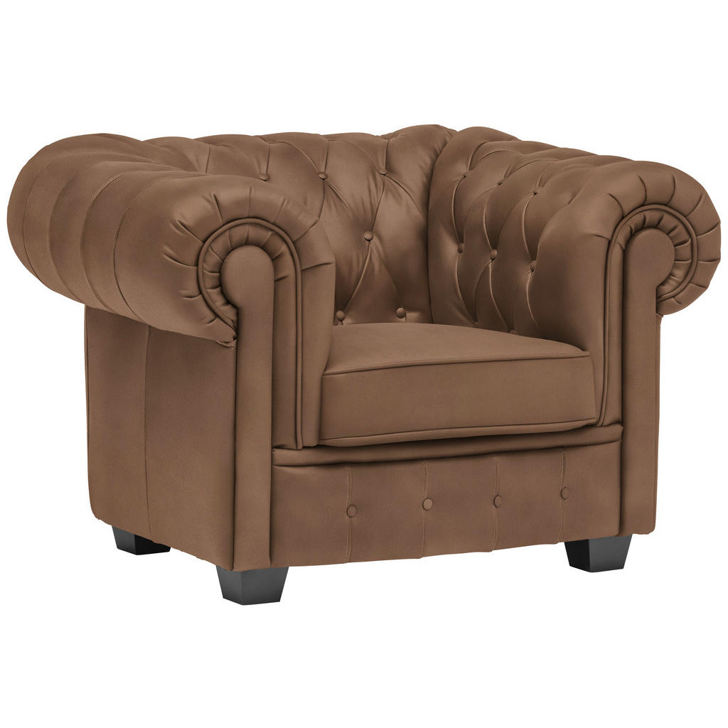 CHESTERFIELD FAMSTOEL, bruin textiel