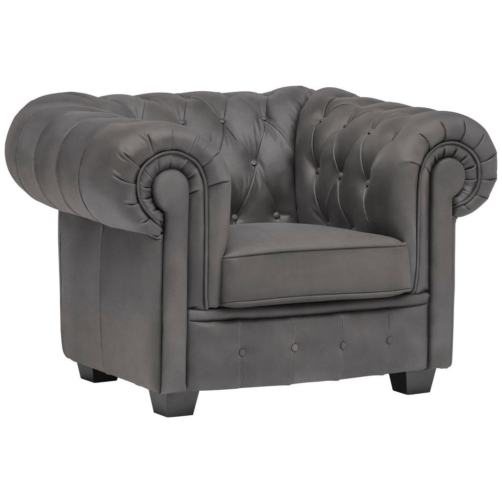 CHESTERFIELD ARMSTOEL, grijze textiel