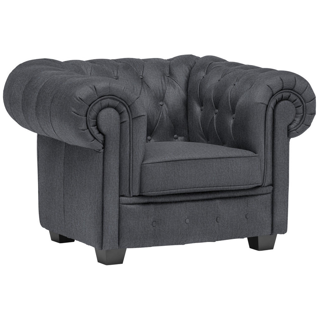 CHESTERFIELD ARMSTOEL, grijze textiel