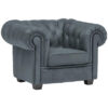 CHESTERFIELD ARMSTOEL, grijsblauw textiel