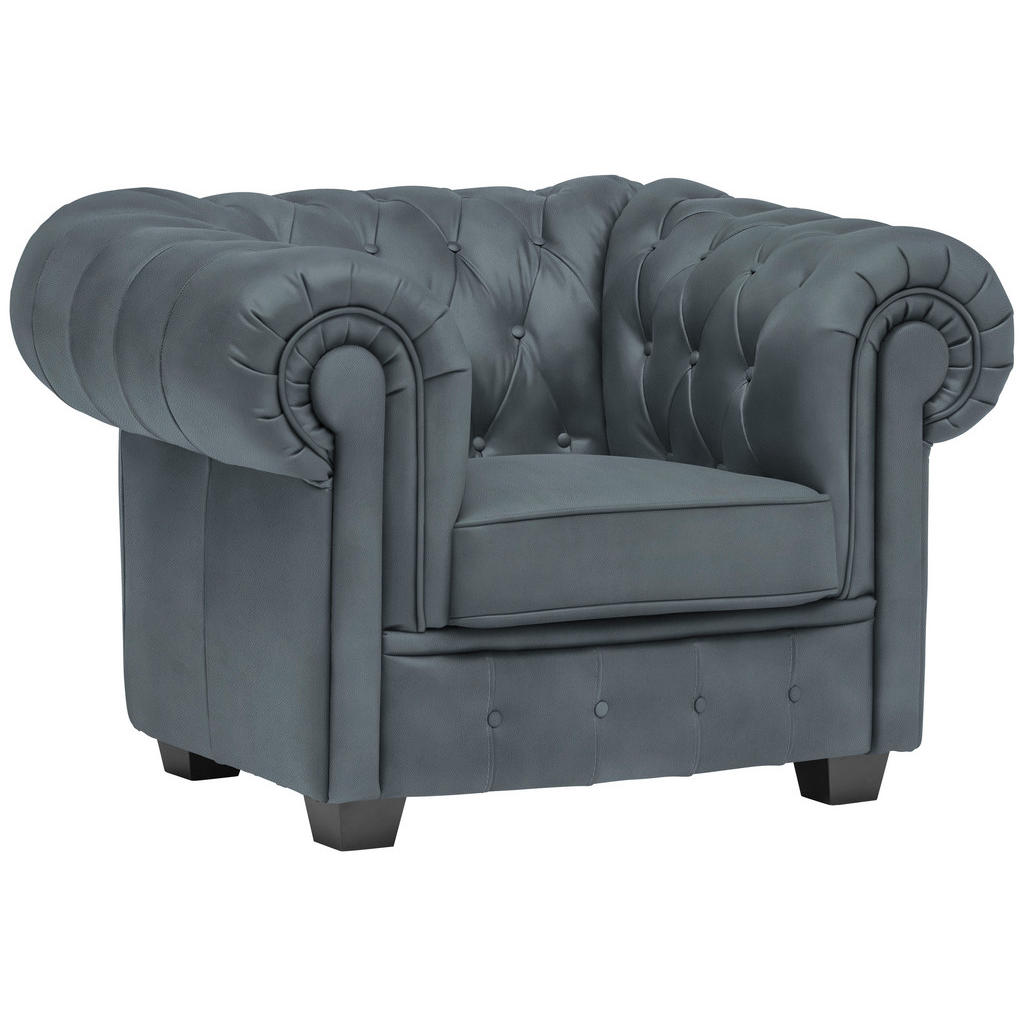 CHESTERFIELD ARMSTOEL, grijsblauw textiel
