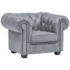 CHESTERFIELD ARMSTOEL, lichtgrijs textiel