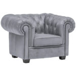 CHESTERFIELD ARMSTOEL, lichtgrijs textiel thumbnail 1