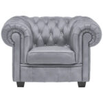 CHESTERFIELD ARMSTOEL, lichtgrijs textiel thumbnail 4