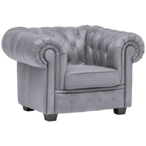 CHESTERFIELD ARMSTOEL, lichtgrijs textiel
