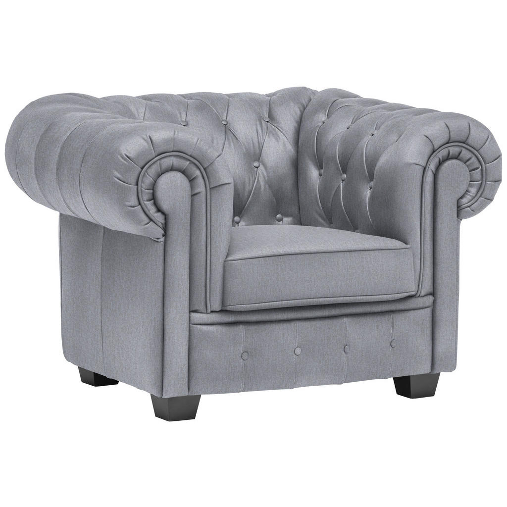 CHESTERFIELD ARMSTOEL, lichtgrijs textiel