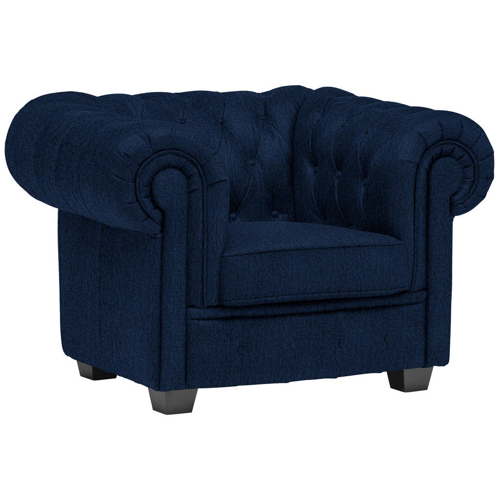 CHESTERFIELD FOTELJ,  temno modra tekstil