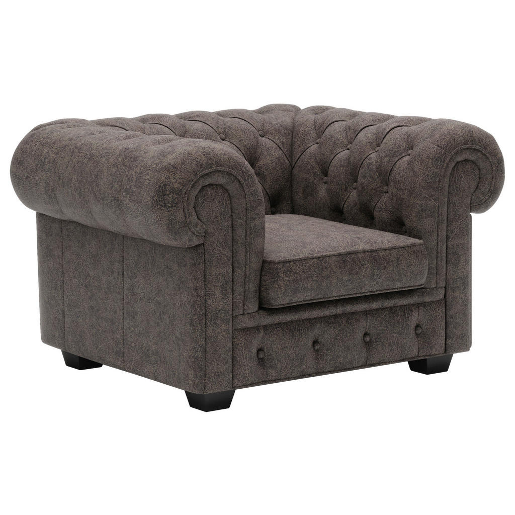 CHESTERFIELD FAMSTOEL, donkerbruin leer