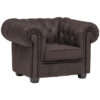 CHESTERFIELD ARMSTOEL, donkerbruin textiel