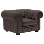 CHESTERFIELD ARMSTOEL, donkerbruin textiel thumbnail 4