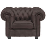 CHESTERFIELD ARMSTOEL, donkerbruin textiel thumbnail 5
