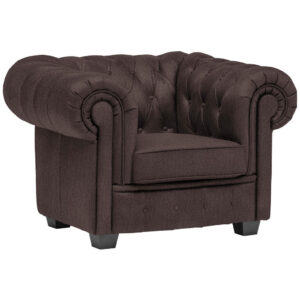 CHESTERFIELD ARMSTOEL, donkerbruin textiel