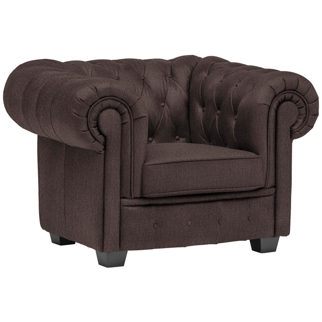 CHESTERFIELD ARMSTOEL, donkerbruin textiel